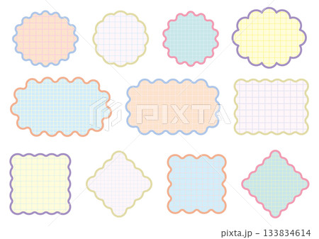 おしゃれカラー＆チェック　うねうねラインのフレームセット 133834614