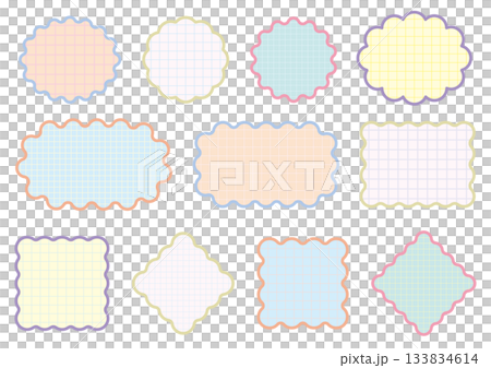 おしゃれカラー＆チェック　うねうねラインのフレームセット 133834614