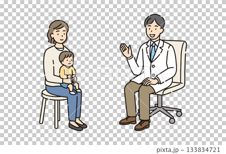 Pediatrician examining mother and child 133834721