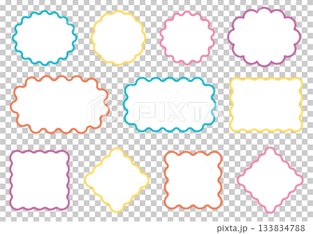 流行色波浪線相框套裝 133834788