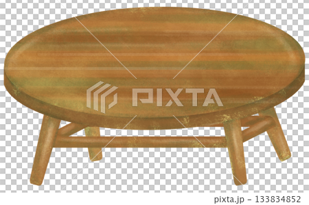 圓形木製矮桌的插圖 圓形木製矮桌的插圖 133834852