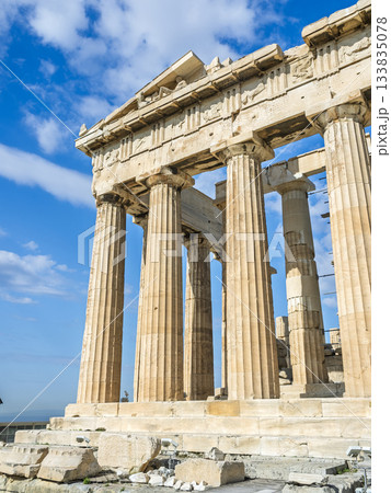 Parthenon temple on Acropolis Hill against sky 133835078