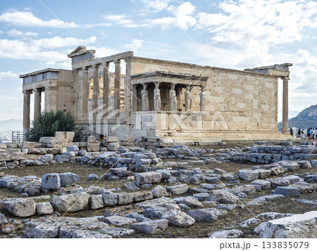 Erchtheion temple on Acropolis Hill showing Porch of Caryatids 133835079