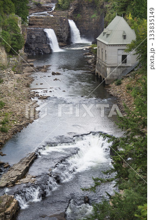 High angle view of Rainbow Falls at Ausable Chasm 133835149