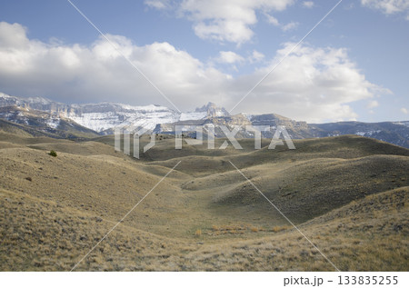 Clouds over snow covered Carter Mountain 133835255