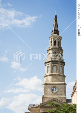 St. Philips Church tower against sky St. Philips Church tower against sky 133835428