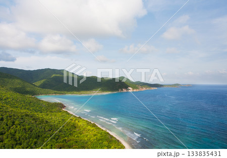 Green hills and turquoise Reef Bay Green hills and turquoise Reef Bay 133835431