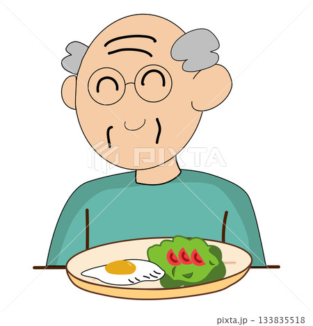 An Illustration of Senior Man eating of Food An Illustration of Senior Man eating of Food 133835518