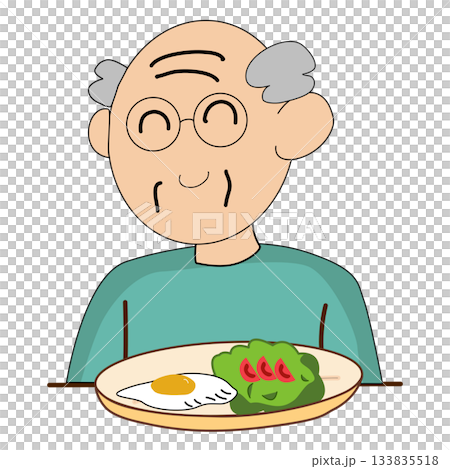 An Illustration of Senior Man eating of Food An Illustration of Senior Man eating of Food 133835518
