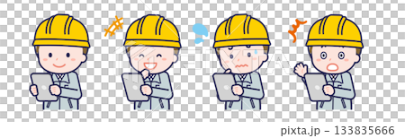 A male "construction worker" using a tablet 133835666