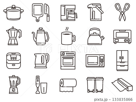 キッチン用品アイコン01 Kitchenware Icons キッチン用品アイコン01 Kitchenware Icons 133835866
