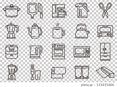 キッチン用品アイコン01 Kitchenware Icons キッチン用品アイコン01 Kitchenware Icons 133835866