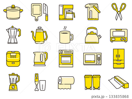 キッチン用品アイコン03 Kitchenware Icons キッチン用品アイコン03 Kitchenware Icons 133835868