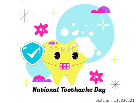 National Toothache Day Vector Illustration On February 9 Promoting Dental Hygiene To Prevent Pain Caused By Germs And Bacteria In Flat Background 133836321