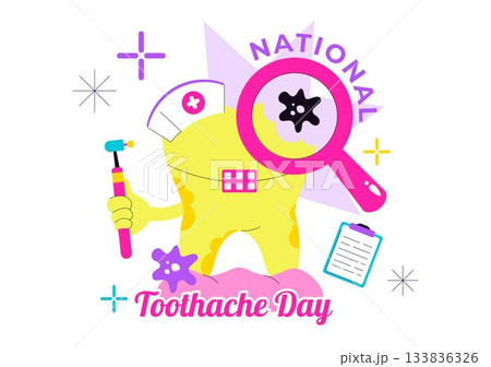 National Toothache Day Vector Illustration On February 9 Promoting Dental Hygiene To Prevent Pain Caused By Germs And Bacteria In Flat Background 133836326