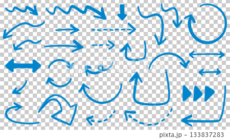 Hand-drawn rough arrow illustration set (blue) Hand-drawn rough arrow illustration set (blue) 133837283