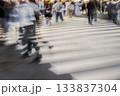 Crowd Walking Across Crosswalk with Motion Blur 133837304
