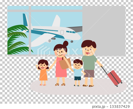 Family with suitcases at the airport 133837429