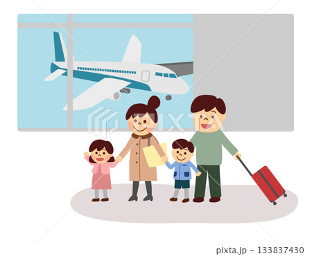 空港でスーツケースを持っている家族 133837430