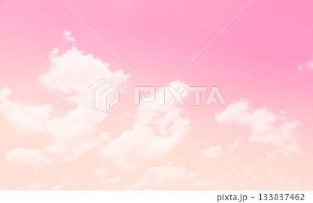 Pink Sky Cloud Background Color Yellow Abstract Sunset Landscape Pastel weather Light Warm Morning Wallpaper Freedom Summer Winter, Mockup Cosmetic Environment, Heaven Dramatic Sunlight Dusk Beautiful 133837462