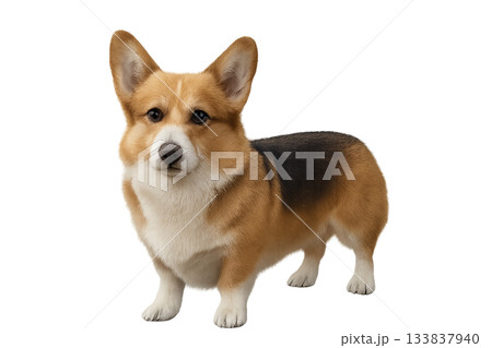 ウェルシュコーギー・カーディガンのリアル全身イラスト（背景透過） 133837940