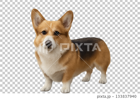 ウェルシュコーギー・カーディガンのリアル全身イラスト（背景透過） 133837940