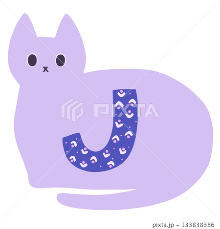 アルファベットのJが描かれたネコ 133838386