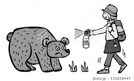 登山中にクマに遭遇した女性 くまよけスプレー 熊 登山中にクマに遭遇した女性 くまよけスプレー 熊 133838447