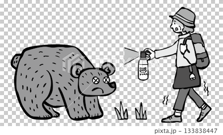 登山中にクマに遭遇した女性 くまよけスプレー 熊 登山中にクマに遭遇した女性 くまよけスプレー 熊 133838447