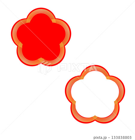 梅の花の形をした金色水引のイラストセット 梅の花の形をした金色水引のイラストセット 133838803