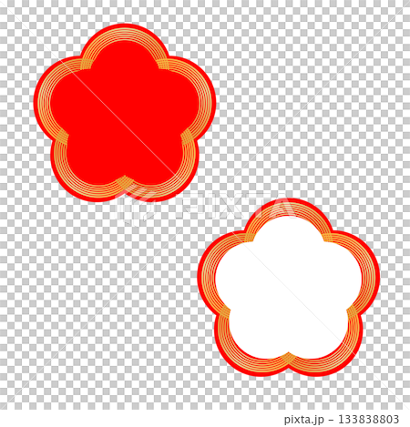 梅の花の形をした金色水引のイラストセット 梅の花の形をした金色水引のイラストセット 133838803