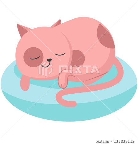 Cute cat sleeping on pillow vector icon Cute cat sleeping on pillow vector icon 133839112