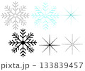 線画とベタとカラー三種の雪の結晶セット 133839457
