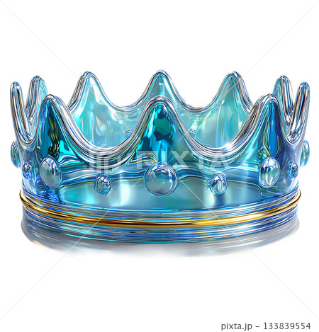 Stunning crystalline crown with shimmering blue and gold accents exudes luxury and regal elegance perfect for fantasy, royalty, or premium branding concepts 133839554
