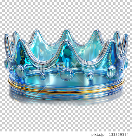 Stunning crystalline crown with shimmering blue and gold accents exudes luxury and regal elegance perfect for fantasy, royalty, or premium branding concepts 133839554