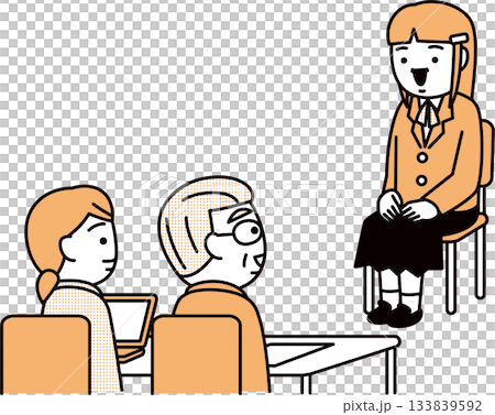 Female student undergoing an interview 133839592