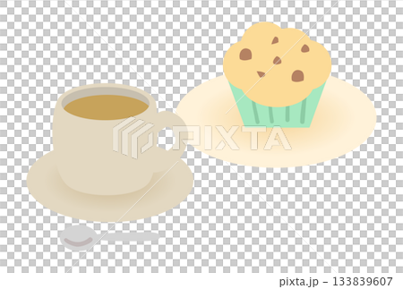 簡單的咖啡館咖啡和蛋糕插圖 簡單的咖啡館咖啡和蛋糕插圖 133839607