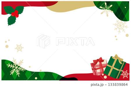 大人っぽいクリスマスカラーのフレーム背景イラスト 133839864