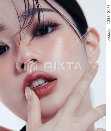 Portrait of a beautiful young Asian woman with makeup and smooth skin 133840178