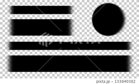 スプレー塗装のテロップベース　黒いかすれのある帯と円のベース 133840382