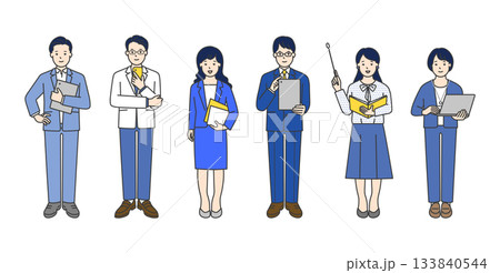 働くビジネスパーソンのイラストセット素材 133840544