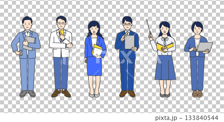 働くビジネスパーソンのイラストセット素材 133840544