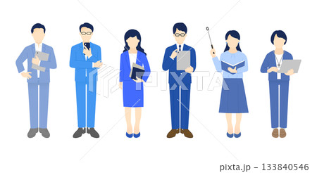 働くビジネスパーソンのイラストセット素材 133840546