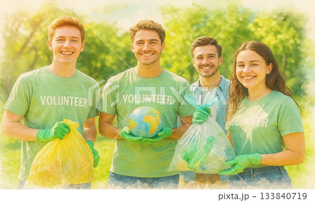 環境ボランティア活動をする若者グループ|ごみ拾い・SDGs・地域の環境保全 環境ボランティア活動をする若者グループ|ごみ拾い・SDGs・地域の環境保全 133840719