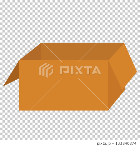 一個簡單的紙箱示意圖，頂部敞開。 133840874