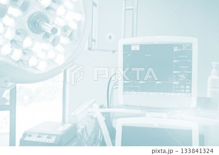 Surgical lights and device screen at hospital Surgical lights and device screen at hospital 133841324