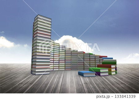 Steps made of books against sky Steps made of books against sky 133841339
