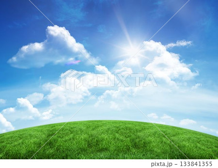 Green hill under blue sky 133841355
