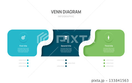 3 step infographic venn diagram template vector element 133841563