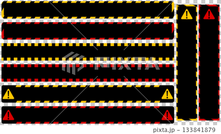 A set of various caption-based materials with a tra tape design 133841879